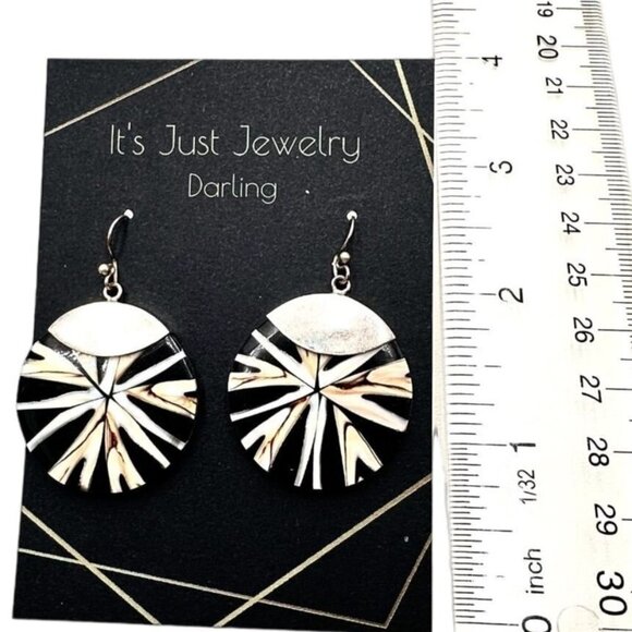 Sterling Silver Womans Earrings Abalone Pierced Gift Idea For Her - Picture 3 of 3